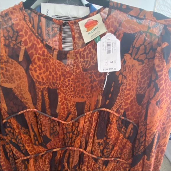 FARM Rio Elegant Black and Brown Long Sleeve Dress - Picture 5 of 5